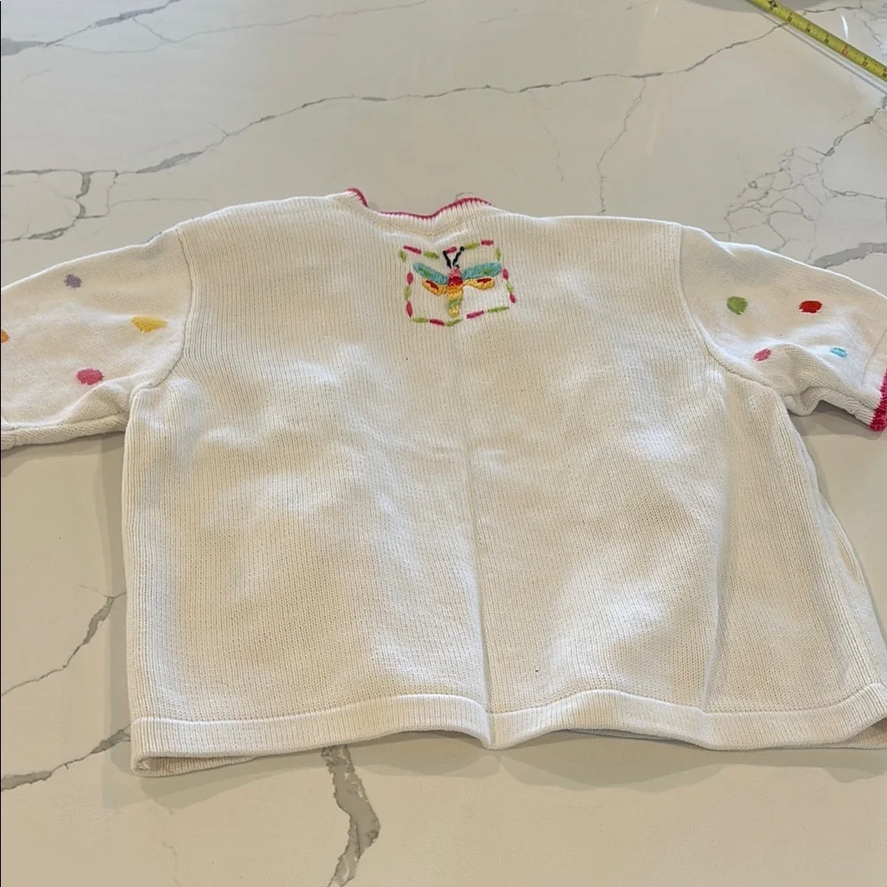 Vintage White Short Sleeve Cardigan Sweater Colorful Insects 🐞 🐌 🦋 🐝 🕷️ 🌻 - Picture 11 of 16